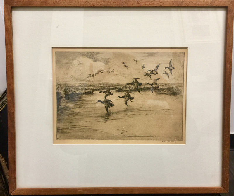 Roland Clark, 'Black Ducks at a Pond,' Etching, c.1930 - Appraisal Value: $13K!* APR 57