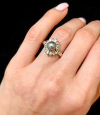 Unique Designer SWG Ring with Black Tahitian Pearl & Diamonds - $10K APR Value w/CoA} APR57