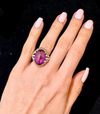 Unique 1940's Designer SYG Ring w/ Amethyst & Diamonds - $8K APR Value w/CoA} APR57