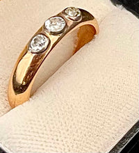 1920's European Solid Rose Gold 3-Old Mine Diamond Unisex Ring - $8K APR Value w/ CoA} APR57