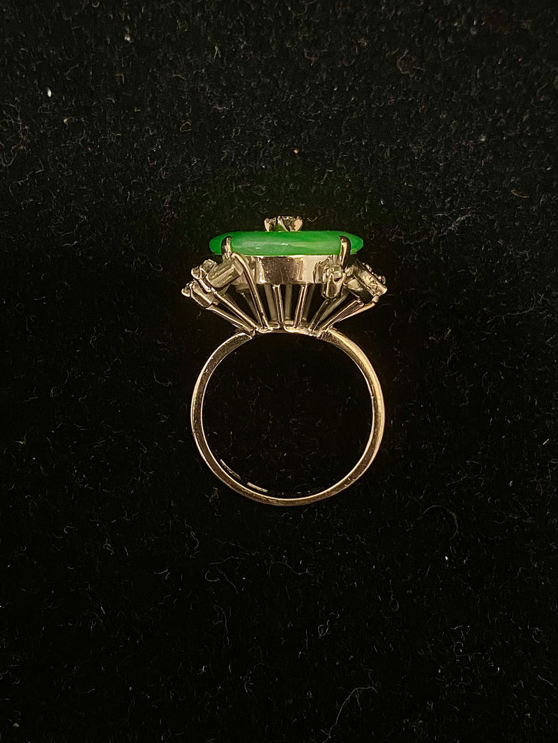 Unique Chinese Designer's Eternity Life Ring in Solid White Gold with Jade & Diamonds - $12K Appraisal Value w/CoA} APR 57