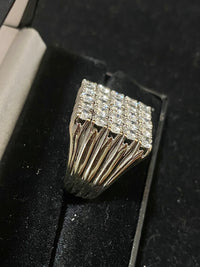 Unique Designer 18K White Gold with 25 Diamonds Signet Ring - $30K Appraisal Value w/CoA} APR 57
