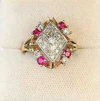 1920s Design Unique SYG/SWG Diamond & Ruby Ring - $8K Appraisal Value w/CoA! APR57