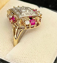 1920s Design Unique SYG/SWG Diamond & Ruby Ring - $8K Appraisal Value w/CoA! APR57