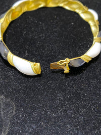 Unique Designer 18K Yellow Gold with Black & White Enamel Bangle Bracelet - $20K Appraisal Value w/CoA} APR 57