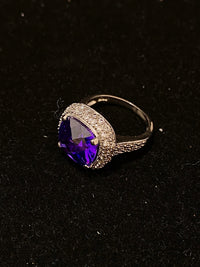 Unique Designer Sterling Silver with Purple Topaz & Diamonds Ring - $1.5K Appraisal Value w/ CoA } APR 57