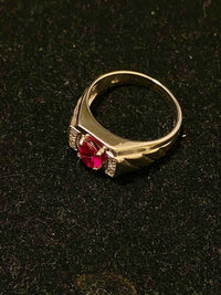 Unique Designer Solid White Gold with Red Topaz & Diamond Ring - $1.5K Appraisal Value w/ CoA } APR 57