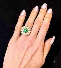 1930s Handmade SYG w Turquoise & Freshwater Pearl Ring - $8K Appraisal valu w/CoA! APR57