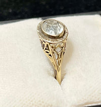 1920s Unique Handmade Filigree-style SYG Aquamarine Ring - $8K APR Value w/ CoA! APR57