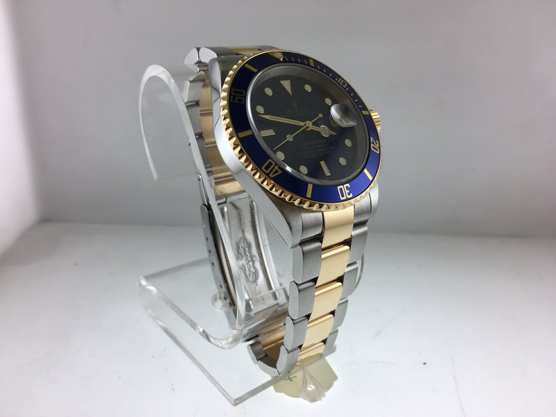 ROLEX Submariner Two-Tone 18KYG & SS Oyster Date in Royal Blue! - $16K VALUE w/ CoA! APR 57