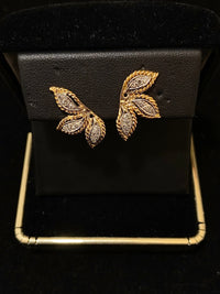 1940's Buccellati-style Solid Yellow Gold with Platinum Diamond Earrings - $12K Appraisal Value! APR 57
