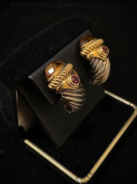 DAVID YURMAN Vintage Design Solid Yellow Gold & Sterling Silver with Citrine & Tourmaline Earrings - $8K Appraisal Value w/ CoA! } APR 57