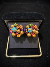 Buccellati-style 18K Yellow Gold with 8 Ruby & Enamel Handmade Earrings - $20K Appraisal Value w/ CoA! } APR 57