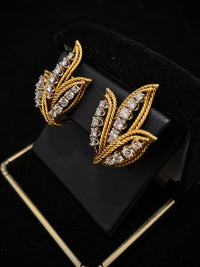 Buccellati-style Designer's 18K Yellow Gold with 30 Diamonds Earrings - $20K Appraisal Value w/CoA } APR 57