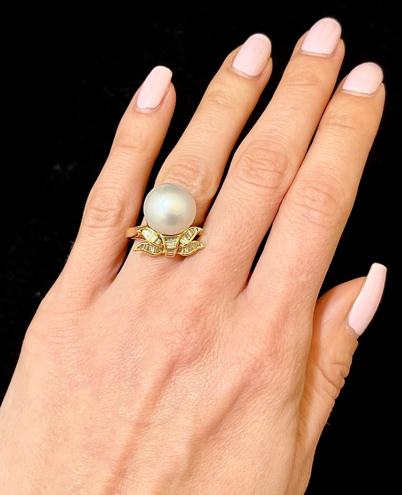 Antique Designer White Pearl & Diamond SYG Ring - $6K Appraisal Value w/CoA! APR57