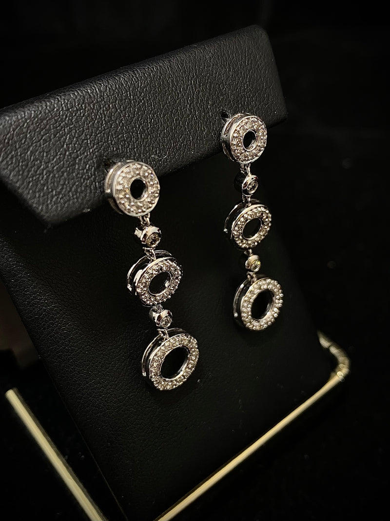 Unique Designer Solid White Gold with 76 Diamonds Earrings - $7K Appraisal Value w/ CoA! } APR 57