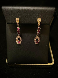 Unique Designer Solid Rose Gold with Diamond and Ruby Earrings - $8K Appraisal Value w/ CoA! } APR 57