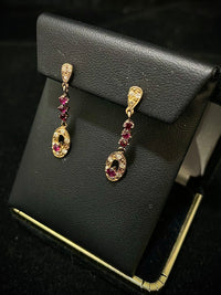 Unique Designer Solid Rose Gold with Diamond and Ruby Earrings - $8K Appraisal Value w/ CoA! } APR 57