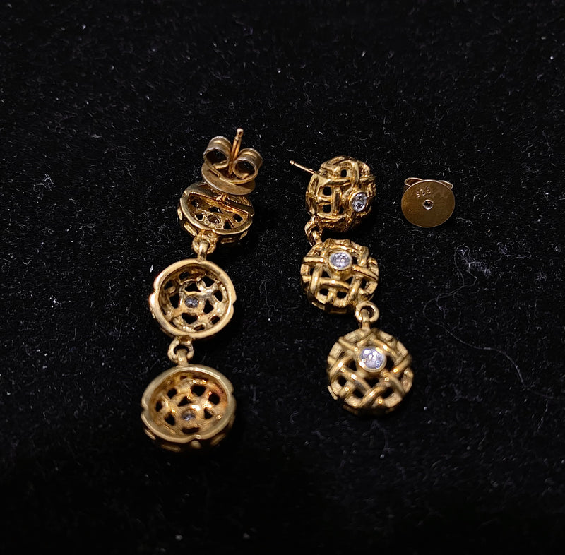 Antique Designer 18K Yellow Gold 6-Diamond Earrings - $12K Appraisal Value w/ CoA! } APR 57