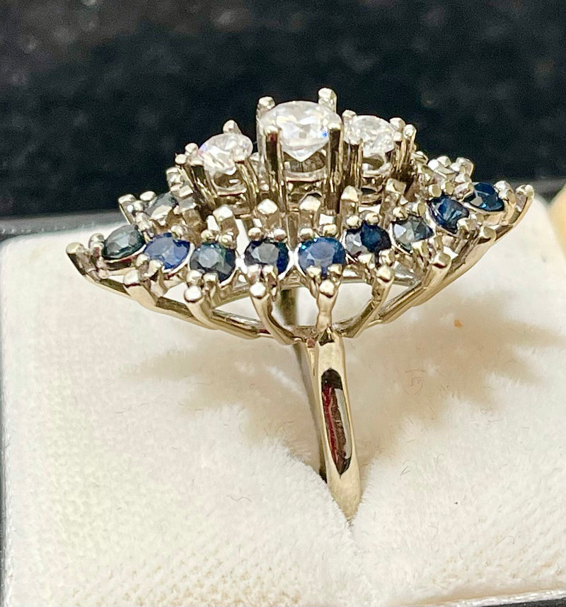 1940s European SWG with White Sapphire & Blue Sapphire Ring - $6K APR w/CoA! APR57