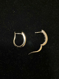 Unique Designer Solid White Gold Huggie Hoop Earrings  with Baguette Diamonds - $6K Appraisal Value w/ CoA! } APR 57