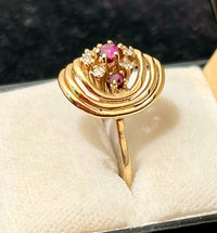 1940s European Designer SYG Diamond & Ruby Ring - $6K Appraisal Value w/CoA! APR57