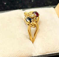 1950s Designer Unique 18KYG with Sapphire, Ruby & Diamonds Ring - $5K APR Value w/CoA! APR57