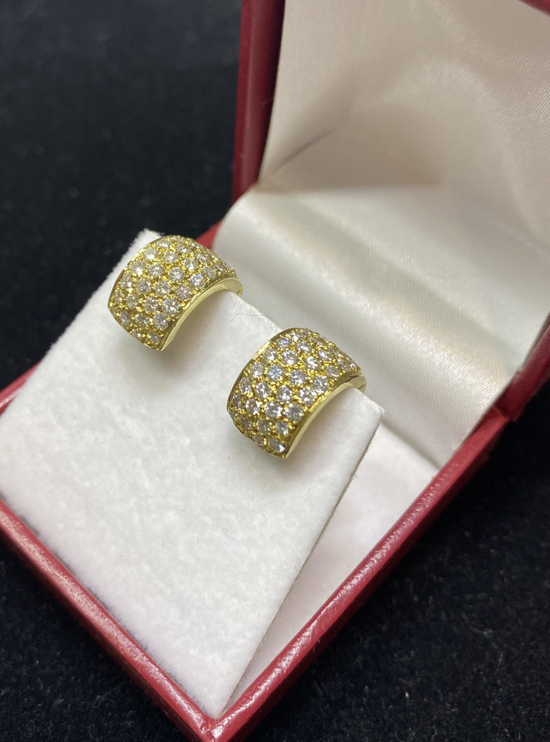Unique Designer 18K Yellow Gold 68-Diamond Huggie Earrings - $10K Appraisal Value w/CoA} APR 57