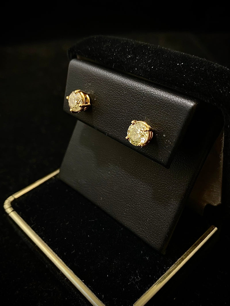 Unique Designer Solid Yellow Gold with 1.50 + Diamond Stud Earrings - $15K Appraisal Value w/ CoA! } APR 57