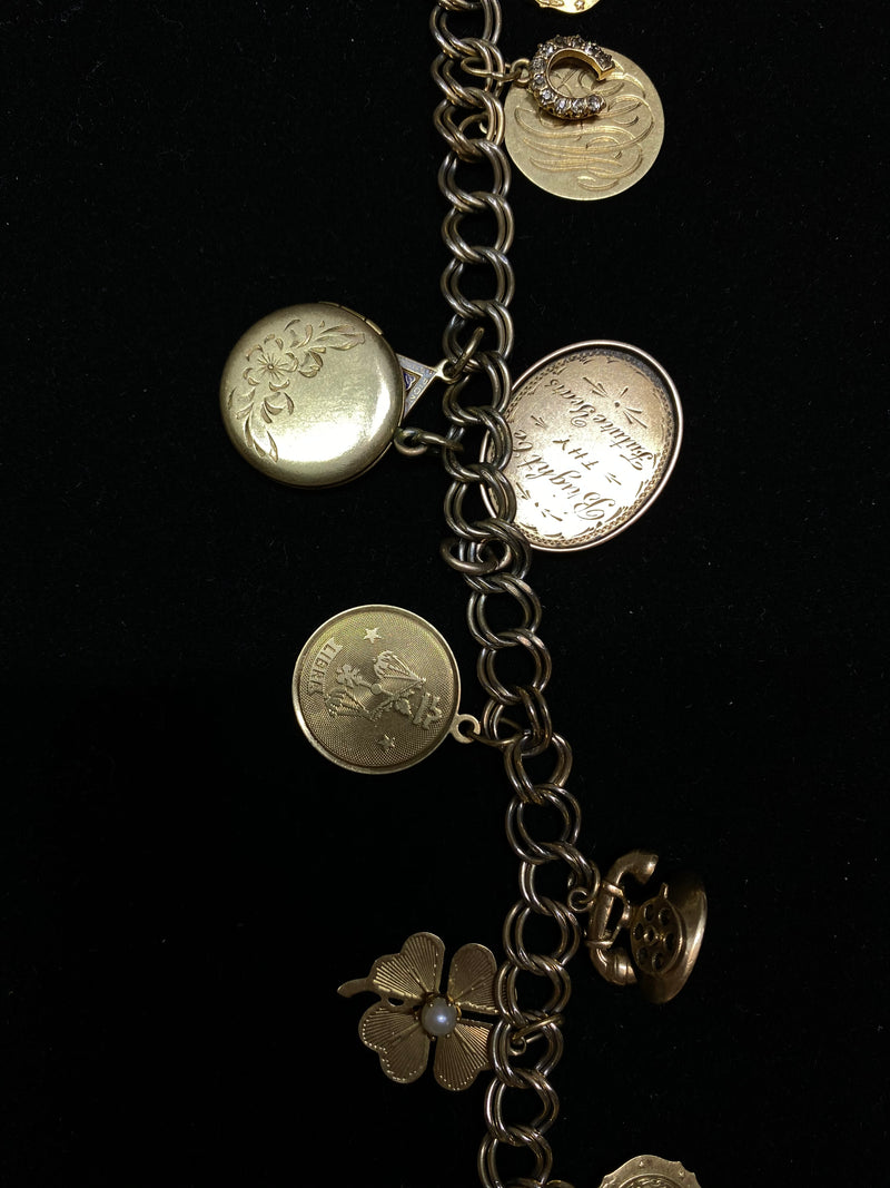 Vintage 9ct Gold Flat Curb Charm Bracelet - RH Jewellers