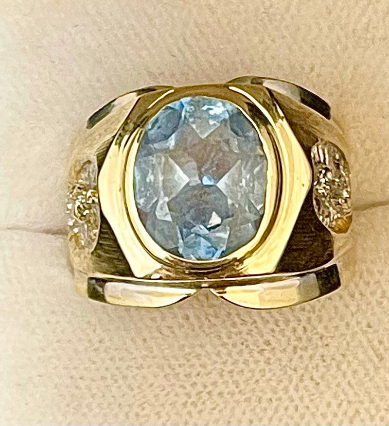1940s Design SYWG with Oval Blue Topaz Ring - $3.5K Appraisal Value w/CoA! APR57