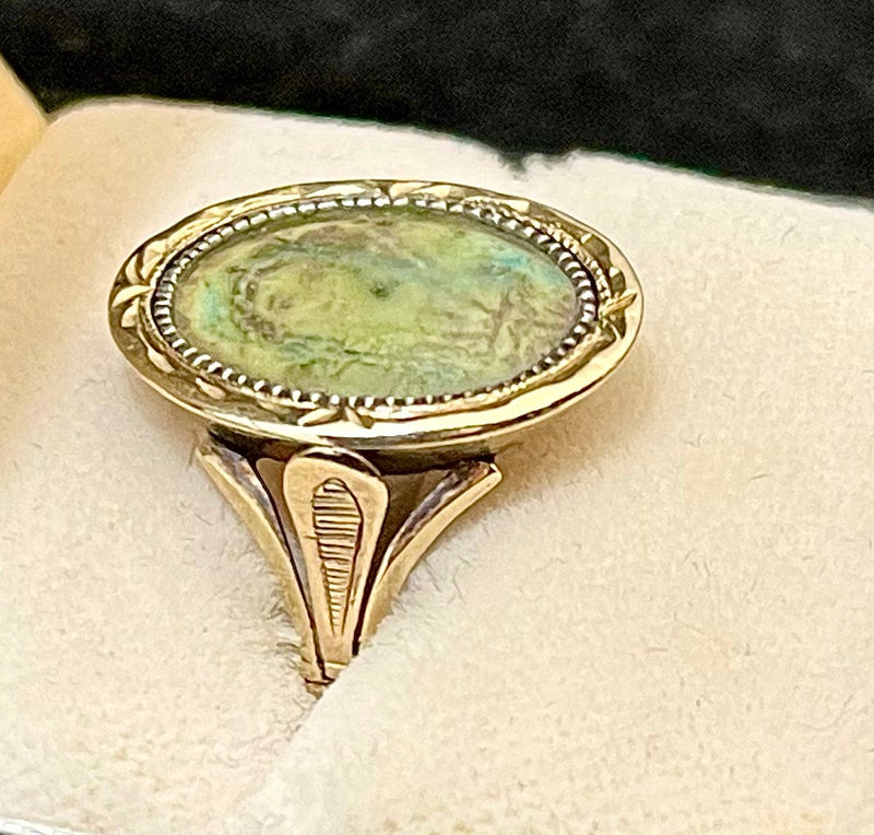 1920s Mother Mary image Hand-Pained SYG Jade Ring - $6K APR Value w/CoA! APR57