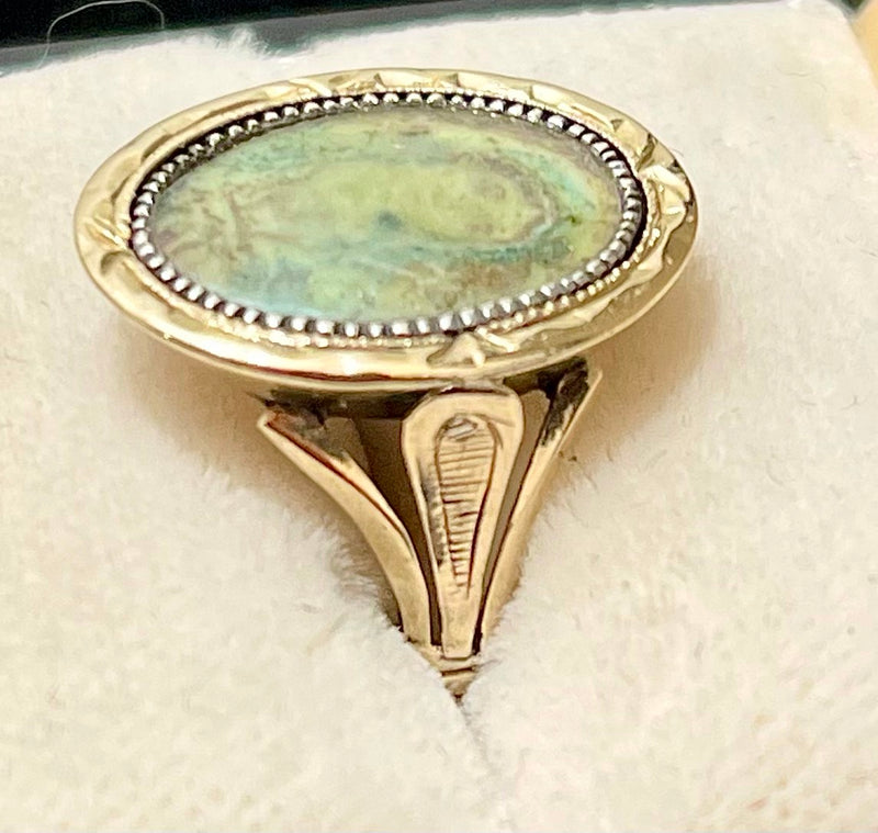 1920s Mother Mary image Hand-Pained SYG Jade Ring - $6K APR Value w/CoA! APR57