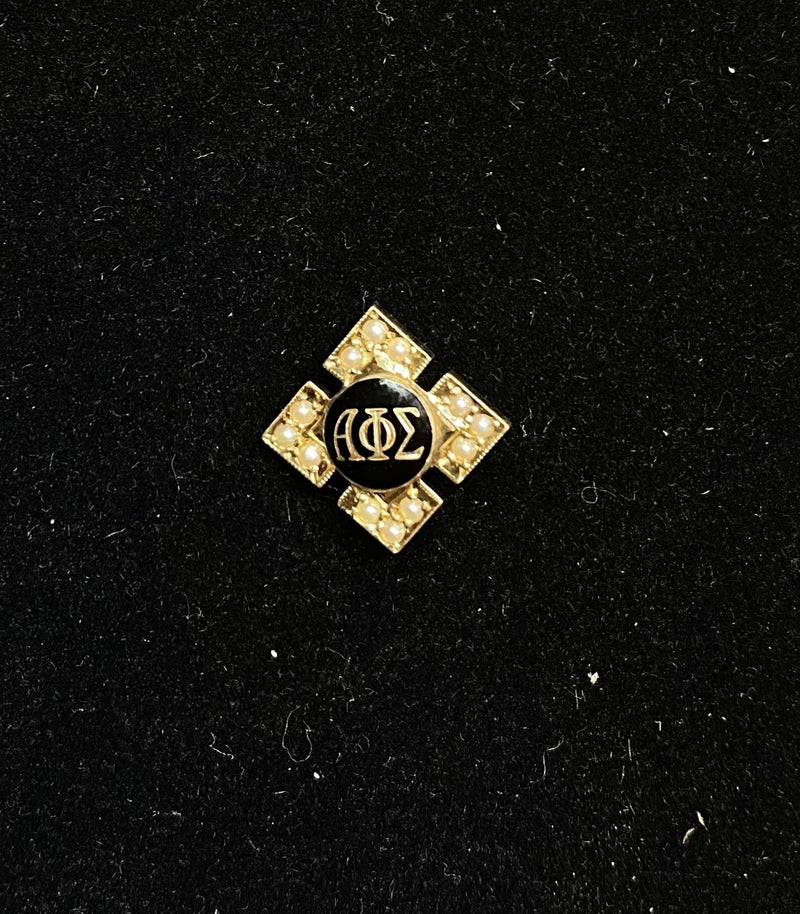 Greek Alpha Phi Sigma "The National Criminal Justice Honor Society" Gold 12-Pearl Brooch/Pin - $5K Appraisal Value w/CoA} APR 57