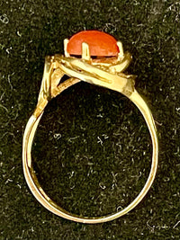 1940's Design Solid 18K Yellow Gold Coral Ring - $2.5K Appraisal Value w/CoA! APR57