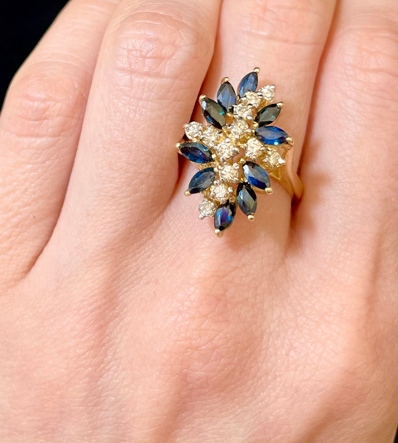 Unique Designer SYG with Blue Sapphires & Champagne Diamonds Ring - $10K APR w/CoA! APR57
