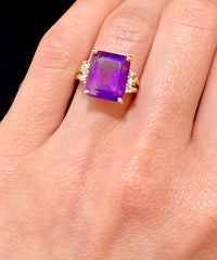 1940s Designer SYG with Amethyst & Diamonds Ring - $5K Appraisal Value w/CoA! APR57