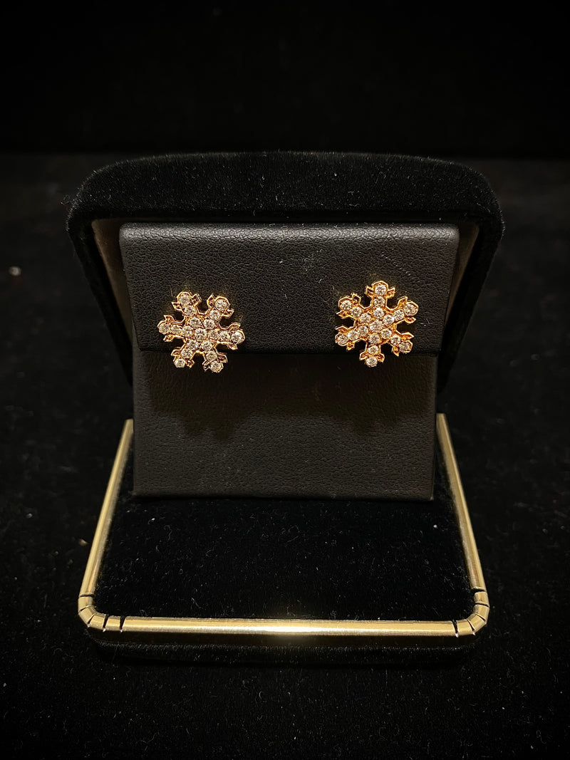 BVLGARI Rare Prototype Piece - 18K YG Snowflake Earrings with 40 Diamonds - $20K Appraisal Value w/ CoA! } APR57