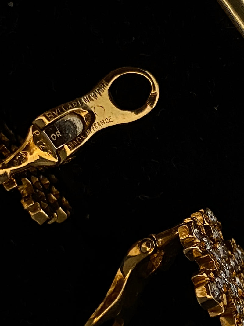 BVLGARI Rare Prototype Piece - 18K YG Snowflake Earrings with 40 Diamonds - $20K Appraisal Value w/ CoA! } APR57