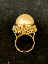 1940s Handmade Intricate SYG Ring w/ Mabe Pinkish Pearl - $8K APR Value w/ CoA! APR57