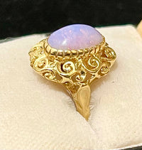 Intricate Designer 18KYG with Cabochon Opal Ring - $6K Appraisal Value w/ CoA! APR57