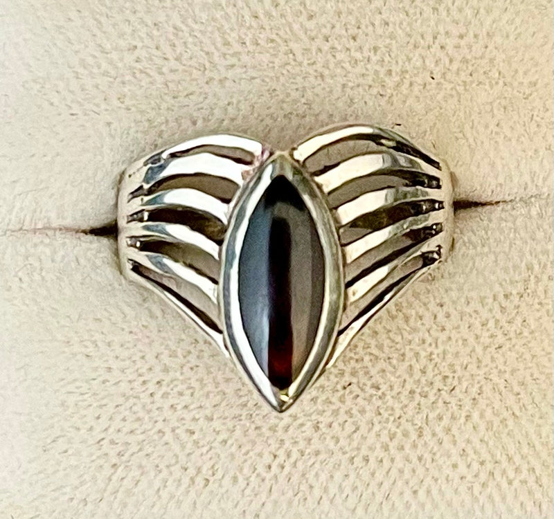 Antique Design Sterling Silver with Marquise shape Onyx Ring - $600 APR Value w/ CoA! APR57