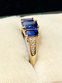 Designer SY/WG Diamond, Marcasite & Sapphire-style Stone Ring - $2K APR Value w/CoA! APR57