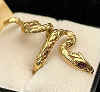 1940s Bulgari Snake style Designer SYG Hand-Engraved Ruby Ring - $6K APR Value w/ CoA! APR57