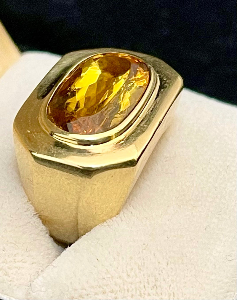 1940's Unique Designer Ring with Briolette-cut Citrine in 18KYG - $7K APR Value w/CoA! APR57