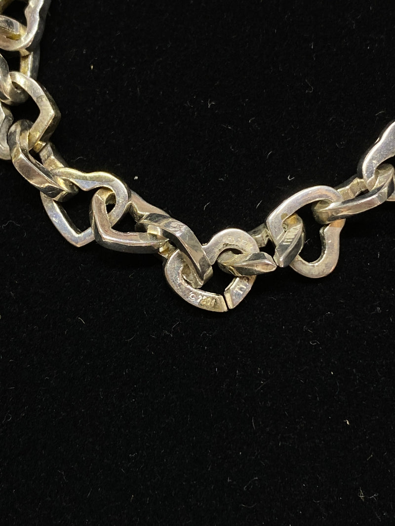 TIFFANY & CO. Sterling Silver Italian Heart Link Bracelet - $1K Appraisal Value w/CoA} APR 57