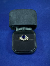 G.J.S Beautiful Art-Deco Yellow Gold Ring w/ Sapphire & Diamonds - $10K Appraisal Value! APR 57