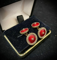 FABERGÉ Incredible Solid Yellow Gold Cufflinks with Diamonds & Enamel - $60K Appraisal Value w/ CoA! } APR57
