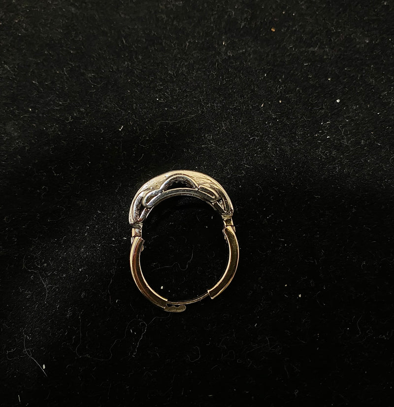 1920's Antique Solid White Gold Adjustable Ring with Diamond & Sapphire - $30K Appraisal Value w/CoA} APR57