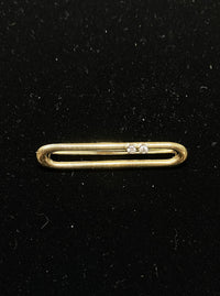 Contemporary Designer Solid Yellow Gold with 2 Diamonds Brooch/Pin - $6K Appraisal Value w/CoA} APR 57